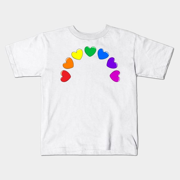Rainbow Hearts Kids T-Shirt by ThinkingSimple